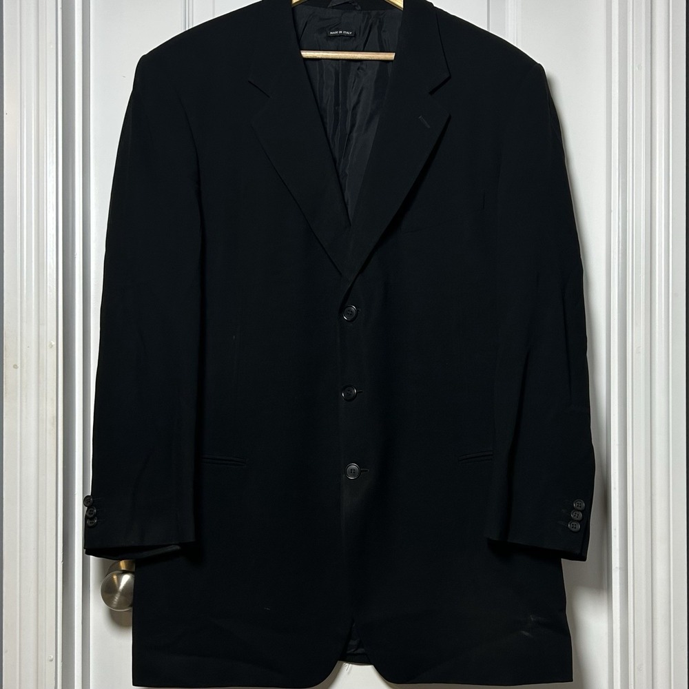 Giorgio Armani Mainline Vintage Made in Italy 100% Wool Old Money Black Blazer